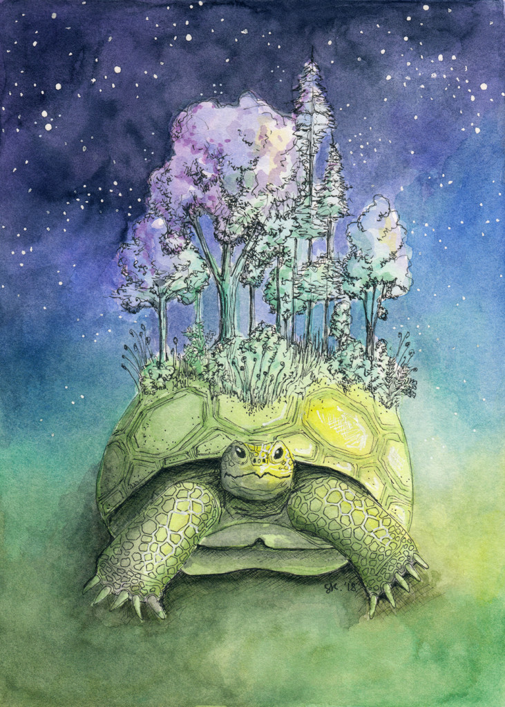 Stéphanie Kilgast “Tranquille (tortue)” (aquarelle et gouache sur papier)